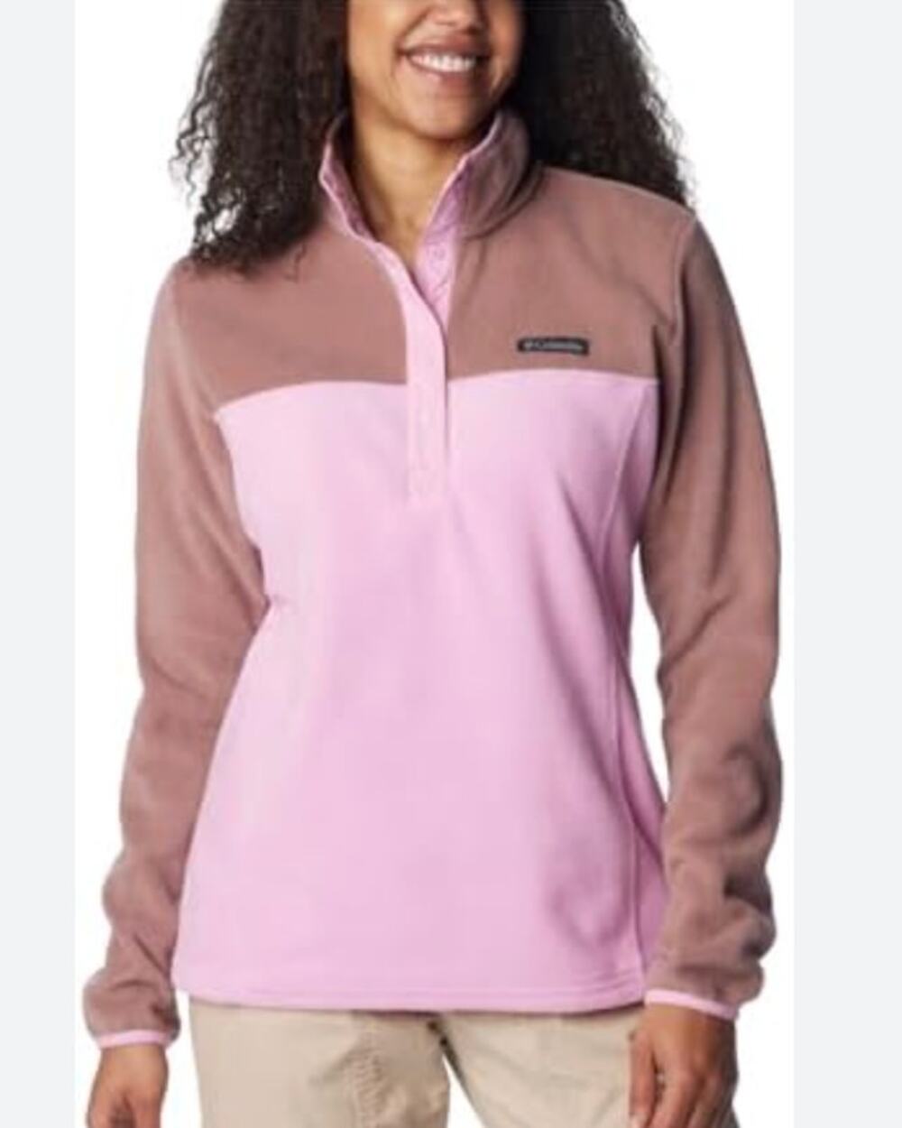 Columbia Benton Springs Half-Snap Pullover XL Pink Brown Women's NWT